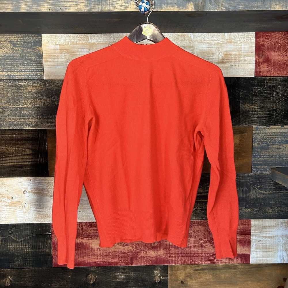 VTG Dalton Sweater Womens M Red Orange Solid Cashmere USA Made 80s